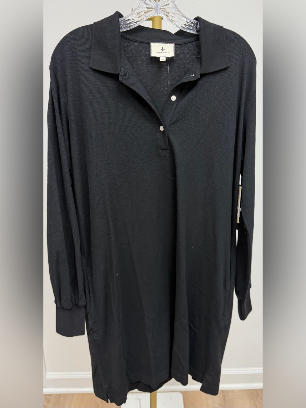 Tuckernuck Black Long-Sleeve Polo Dress Size Medium